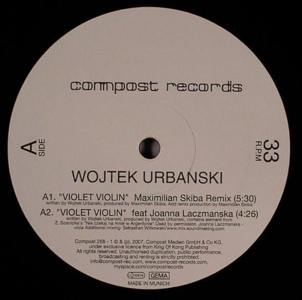 Wojtek Urbanski : Violet Violin (12")