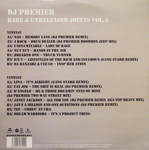 DJ Premier : Rare & Unreleased Joints Vol. 4 (2xLP, Comp, Unofficial)