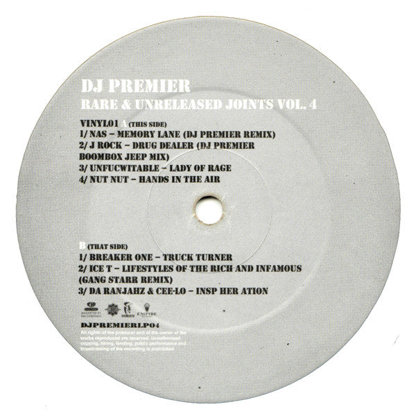 DJ Premier : Rare & Unreleased Joints Vol. 4 (2xLP, Comp, Unofficial)