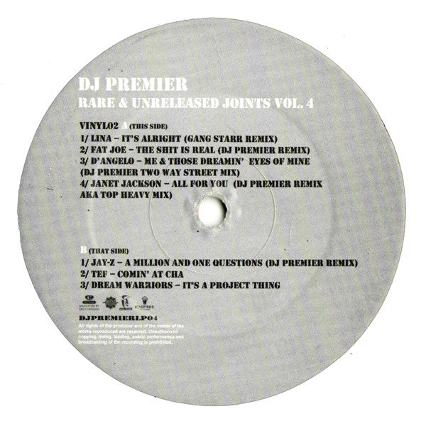 DJ Premier : Rare & Unreleased Joints Vol. 4 (2xLP, Comp, Unofficial)