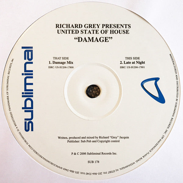 Richard Grey Presents The United State Of House : Damage (12")