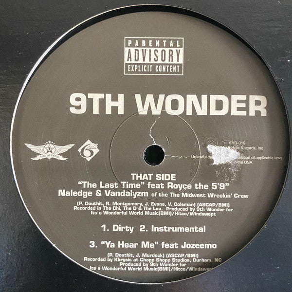 9th Wonder : Sunday / The Last Time / Ya Hear Me (12")