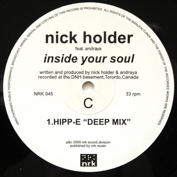 Nick Holder Feat. Andraya : Inside Your Soul (2x12")