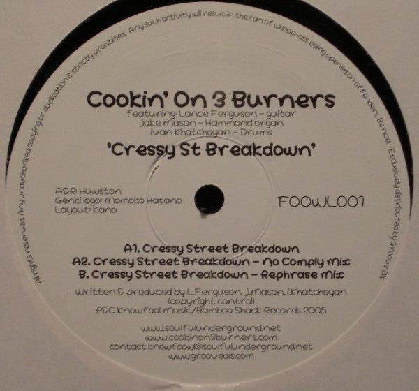 Cookin' On 3 Burners : Cressy St Breakdown (12")