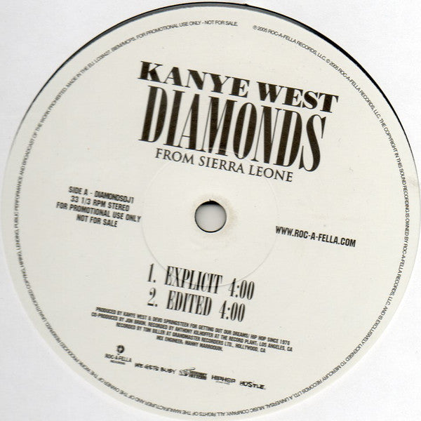 Kanye West : Diamonds From Sierra Leone (12", Promo)