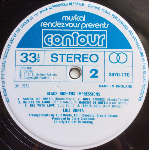 Luiz Bonfá : Black Orpheus Impressions (LP, Album, RE)