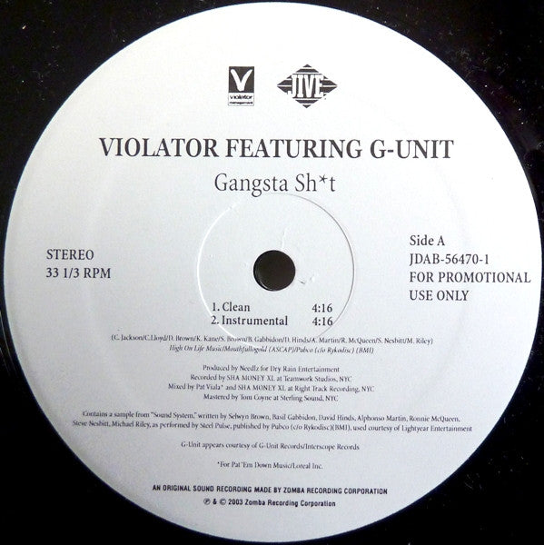 Violator (3) Featuring G-Unit : Gangsta Sh*t (12", Promo)