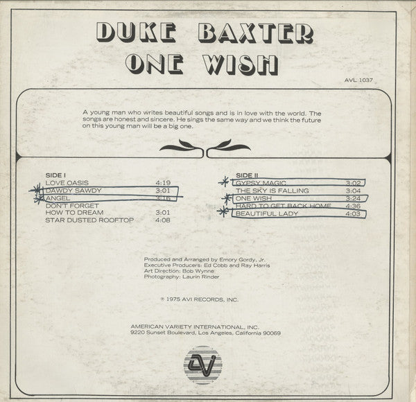 Duke Baxter : One Wish (LP)