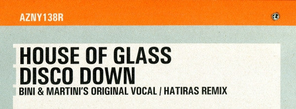 House Of Glass : Disco Down (12")