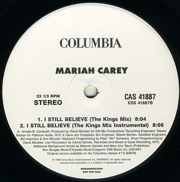 Mariah Carey : I Still Believe (12", Promo)
