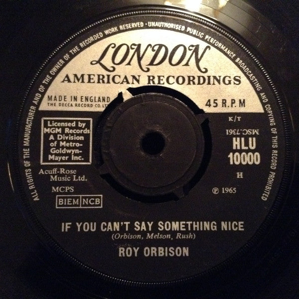 Roy Orbison : Crawling Back (7")