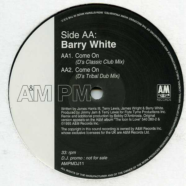 Barry White : I Only Want To Be With You / Come On (12", Promo)