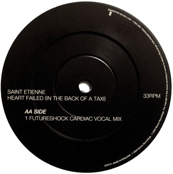 Saint Etienne : Heart Failed (In The Back Of A Taxi) - Futureshock & Bridge And Tunnel Mixes (12", Single, Promo)