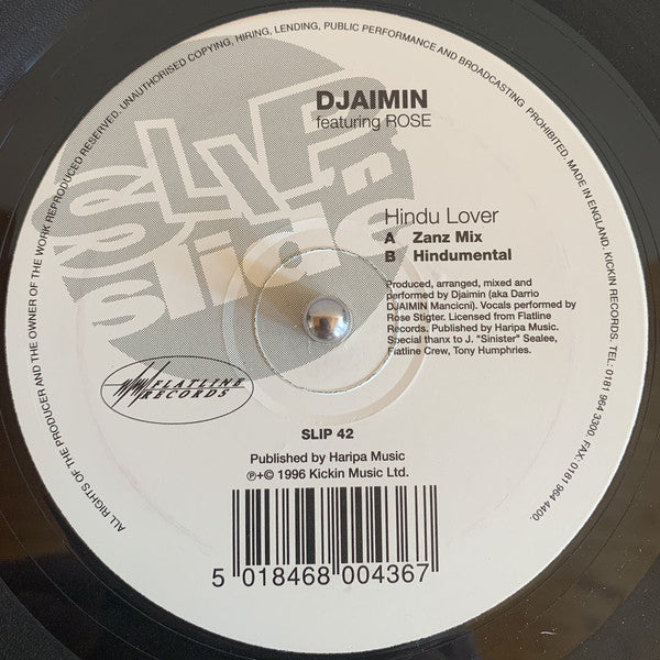 Djaimin Featuring Rose : Hindu Lover (2x12")