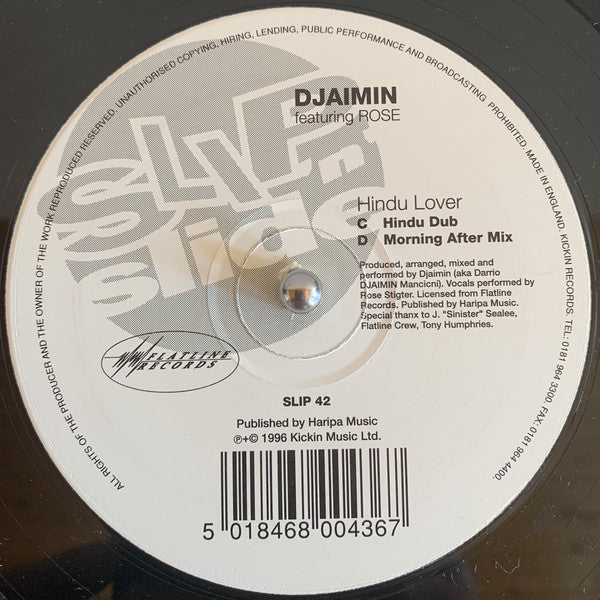 Djaimin Featuring Rose : Hindu Lover (2x12")