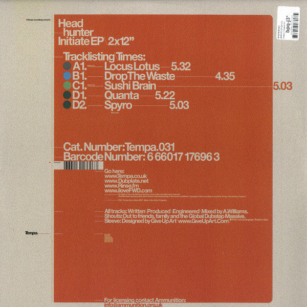 Headhunter (9) : Initiate EP (2x12", EP)