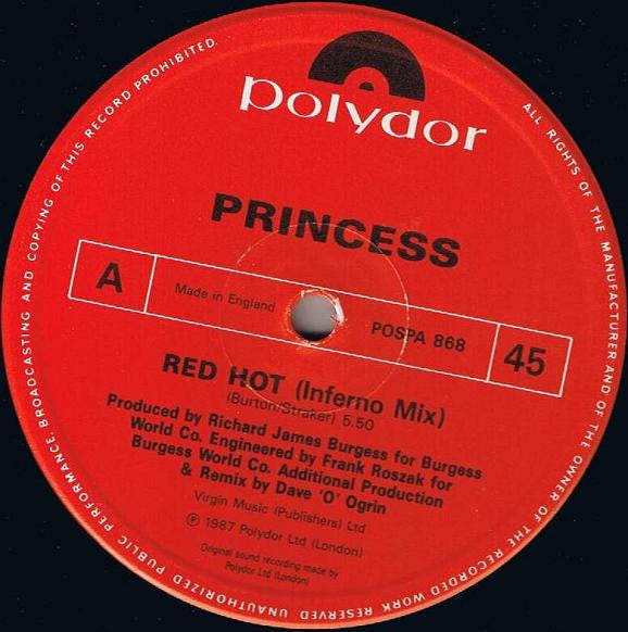 Princess : Red Hot! (Inferno Mix) (12", Single)