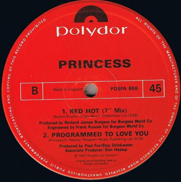 Princess : Red Hot! (Inferno Mix) (12", Single)