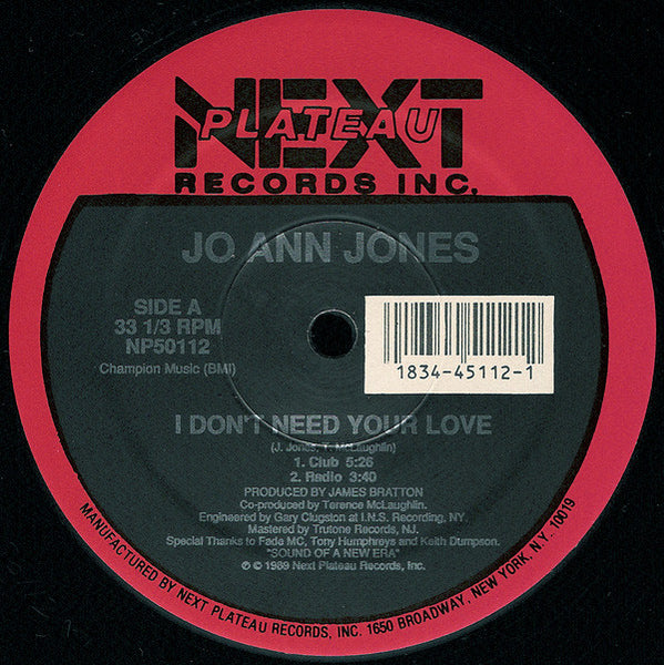 Jo Ann Jones : I Don't Need Your Love (12")