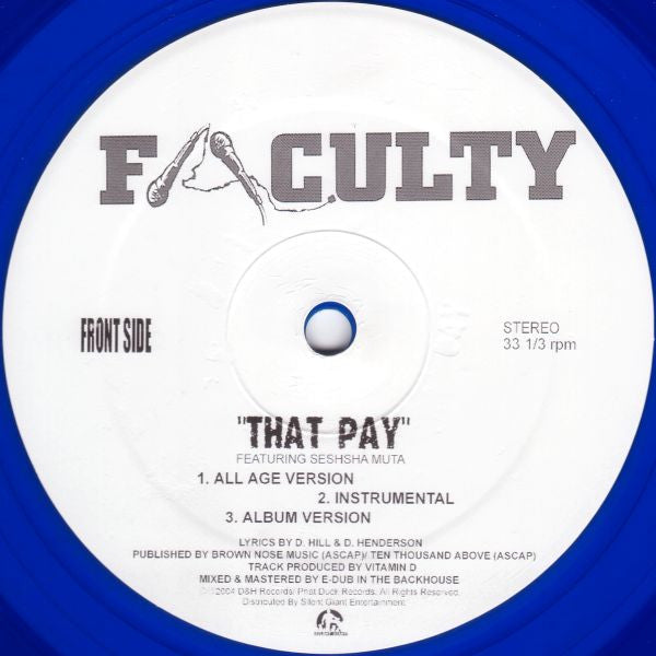 Faculty : That Pay / You Know Who (12", Blu)