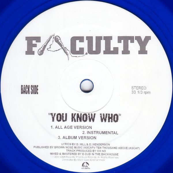 Faculty : That Pay / You Know Who (12", Blu)