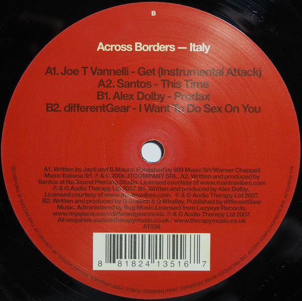 Various : Audio Therapy Presents Across Borders - Italy (12", Smplr)