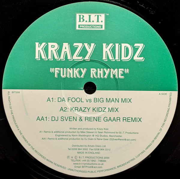 Krazy Kidz (2) : Funky Rhyme (12")