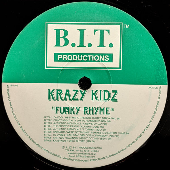 Krazy Kidz (2) : Funky Rhyme (12")