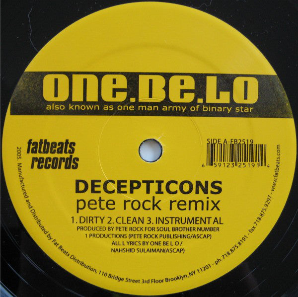One.Be.Lo* : Decepticons (Pete Rock Remix) (12")