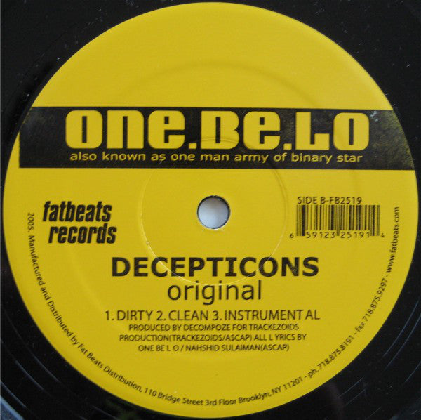 One.Be.Lo* : Decepticons (Pete Rock Remix) (12")