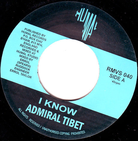 Admiral Tibet : I Know (7")