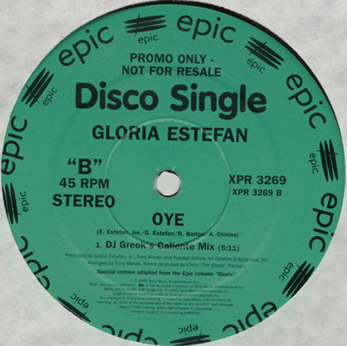 Gloria Estefan : Oye (12", Single, Promo)
