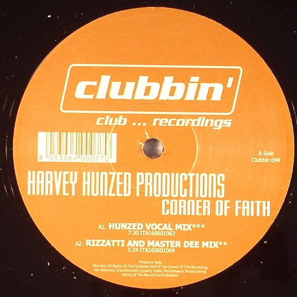 Harvey Hunzed Production : Corner Of Faith (12")