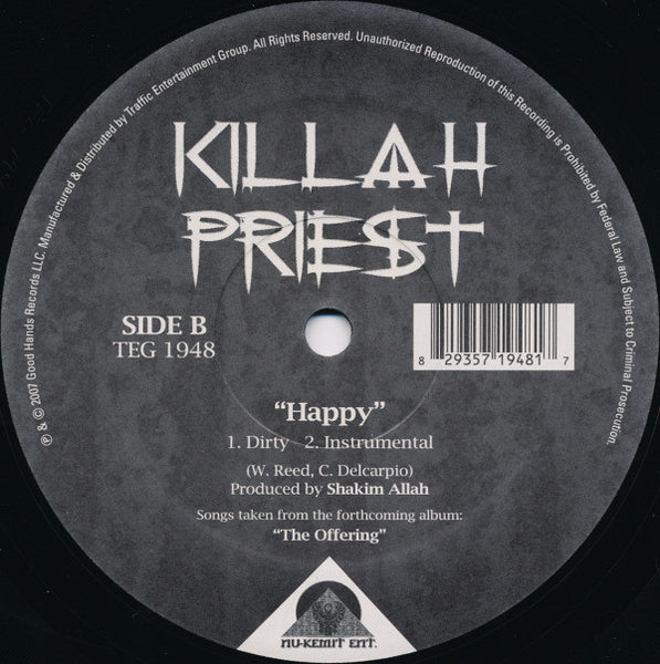Killah Priest : Gun For Gun (Rivers Of Blood) / Happy (12")