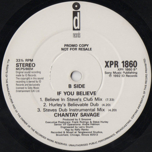 Chantay Savage : If You Believe (12", Promo)