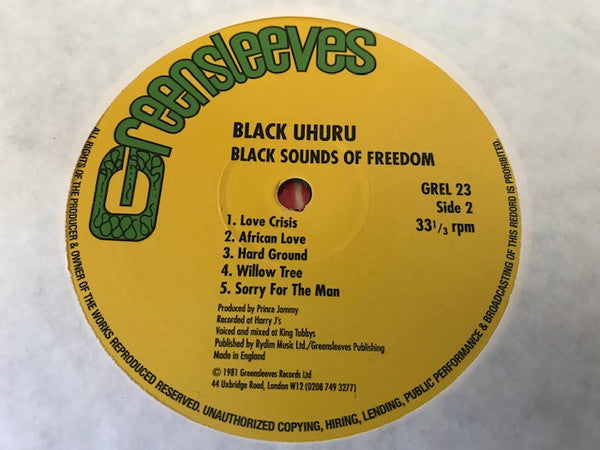 Black Uhuru : Black Sounds Of Freedom (LP, Album, RE)