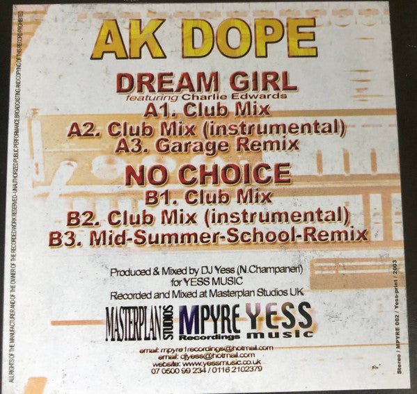 AK Dope Featuring Charlie Edwards : Dream Girl (12", W/Lbl, Sti)