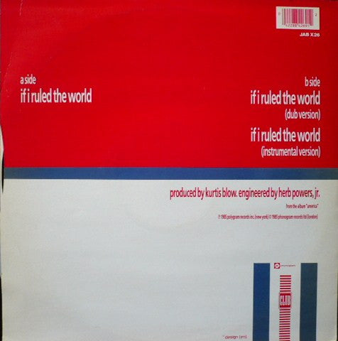 Kurtis Blow : If I Ruled The World (12", Single)