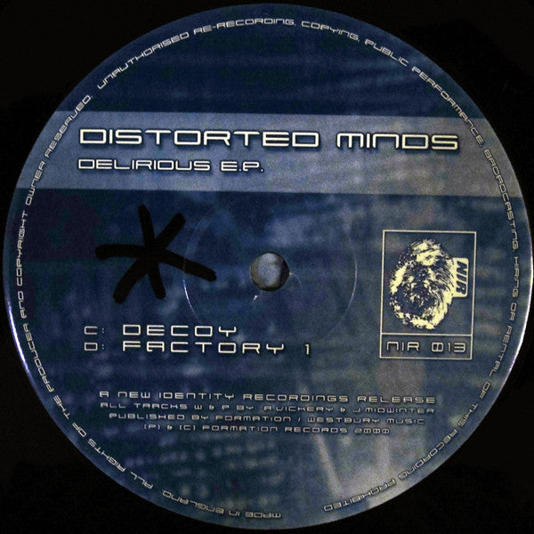 Distorted Minds : Delerious E.P. (2x12", EP)