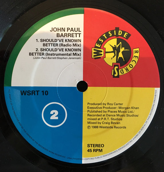 John Paul Barrett : Should've Known Better (12")