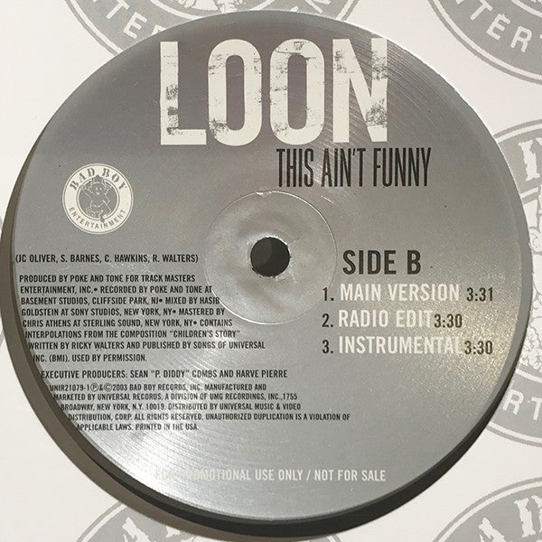 Loon : Down For Me (12", Promo)