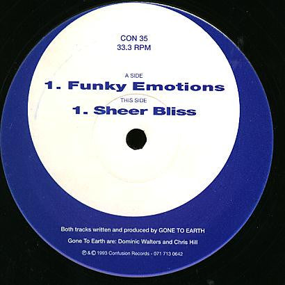 Gone To Earth : Funky Emotions / Sheer Bliss (12")