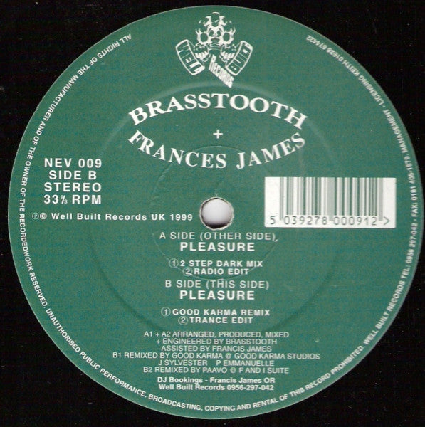 Brasstooth + Frances James : Pleasure (12")