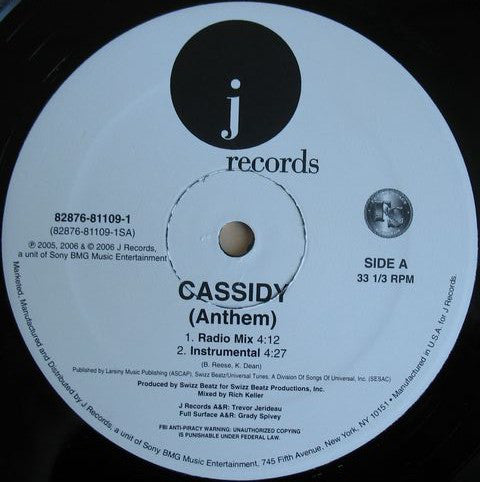 Cassidy (3) : Anthem (12")