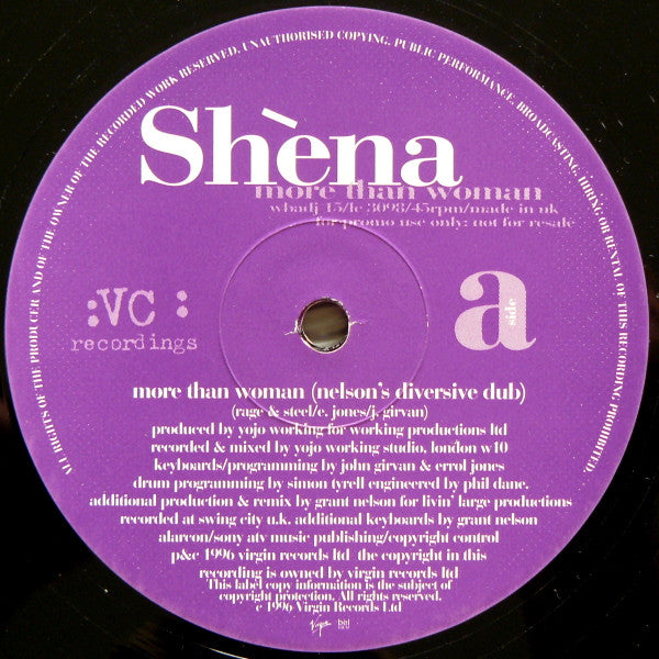 Shena : More Than Woman (12", S/Sided, Promo)