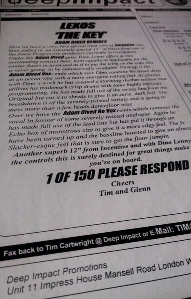 Lexos : The Key (12", Promo, TP, W/Lbl, Sti)