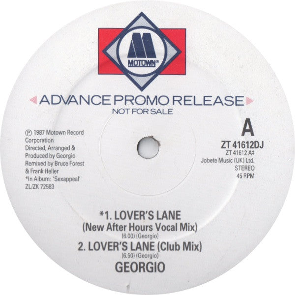 Georgio (2) : Lover's Lane (12", Promo)