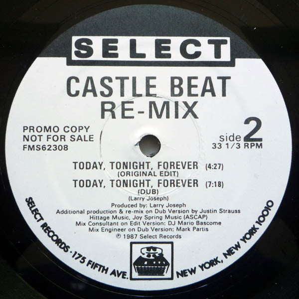 Castle Beat : Today, Tonight, Forever (Re-mix) (12", Single, Promo)