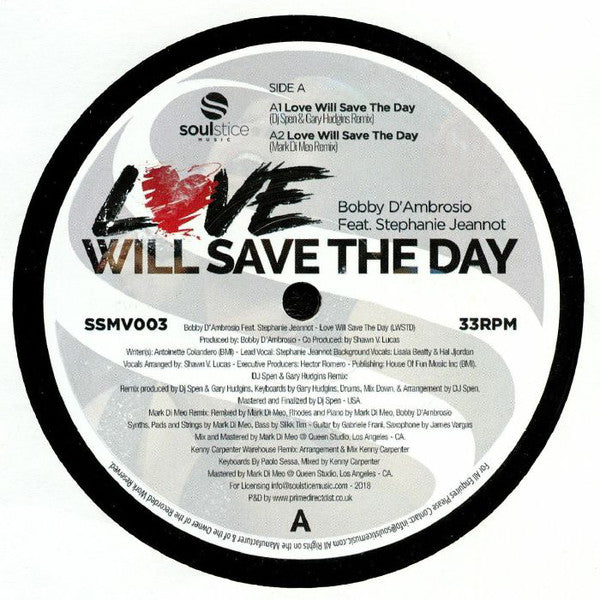 Bobby D'Ambrosio Feat. Stephanie Jeannot : Love Will Save The Day (12")