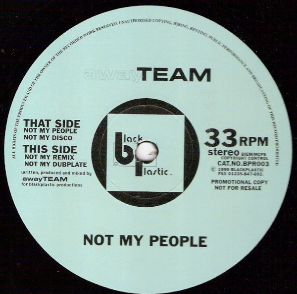 The Away Team : Not My People (12", Promo)